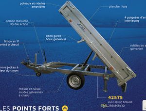 Benne 2 essieux 253x147x30 cm Lider Trailers Trigano